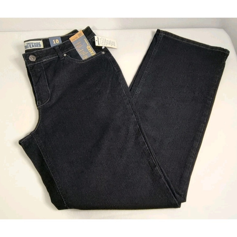 Faded Glory Womens Bootcut Jeans Stretch Faded Black Charcoal Mid Rise Size 10